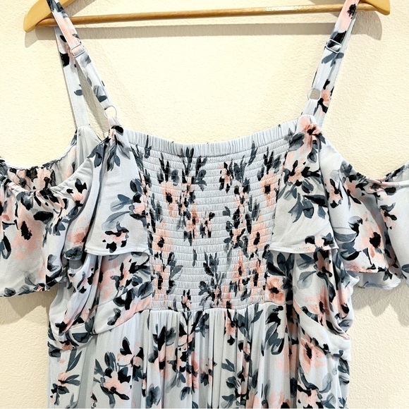 TORRID  Mini Gauze Blue Floral Print Cold Shoulder Skater Dress Size 2 18/20 - Picture 5 of 16